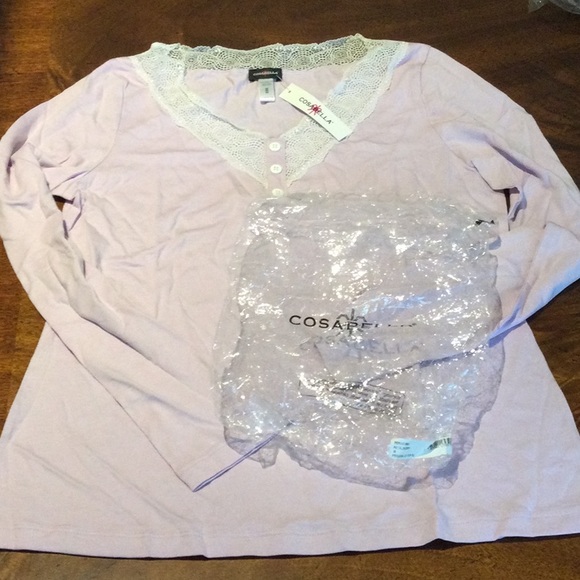 NWT $98 COSABELLA MEDIUM PETAL IVORY PERUGIA LONG SLEEVE PJ TOP - Picture 3 of 10